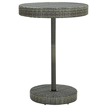 LKJVFCPW 5 Piece Patio Bar Set with Cushions, Outdoor PE Rattan Bar Table and 4 Stools, Garden Furniture Set for Backyard, Deck, and Poolside, Gray