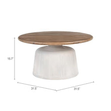 Goblet Coffee Table Brown & White, Brown Coffee Table, Modern Style, Mango Wood Round Shape Tabletop, Mango Wood, Indoor Living, 31.5" W x 31.5" D x 15.7" H