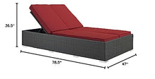 Modway EEI-1983-CHC-RED Outdoor Patio Sunbrella Double Chaise, Chocolate Red