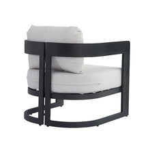 Christopher Knight Home Elvis Outdoor Club Chair with Cushions, Aluminium Lounge Chair with Ergonomic Back and Plush Seat, Side Chair for Garden, Balcony, or Poolside, Dark Grey + Light Grey