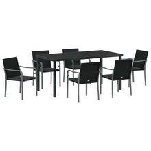 FUDUGEHMIOFWFJJ Modern 7-Piece Outdoor Dining Set, Black and Grey PE Rattan Patio Furniture with Table and Chairs, All-Weather Garden Set for Backyard, Balcony, Terrace
