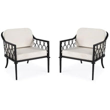 Home Square Iron Upholstered Outdoor Lounge Chair in Black - Set of 2
