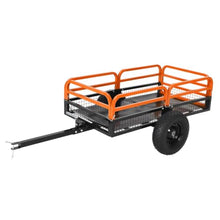 Heavy Duty Utility Trailer, 1500 LB Capacity, 15 Cu.Ft ATV Trailer Pull Behind with Removable Sides & All Terrain Tires, Lawn Tractor Dump Cart for Garden Yard, Orange