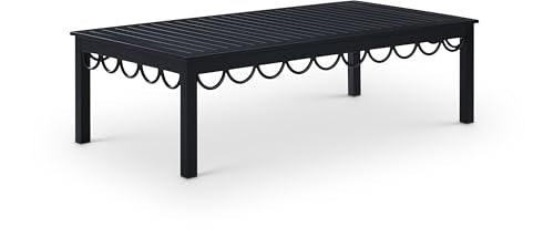 Meridian Furniture 55031-CT Portofino Collection Art Deco Outdoor Patio Coffee Table with Matte Aluminum Frame, 52" W x 26" D x 15.5" H, Black