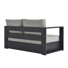 Modway Tahoe Aluminum Modular Left-Facing Outdoor Patio Loveseat Gray with Weather-Resistant Cushions, Couch for Garden Backyard, Poolside