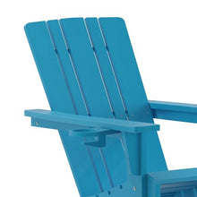 Flash Furniture Halifax Adirondack Chairs Set of 4 with Cup Holders, Weather Resistant Poly Resin Blue