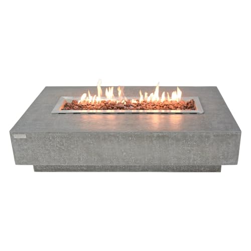 Elementi Hampton Natural Gas Fire Pit Table Cast Concrete 56 x 32-in