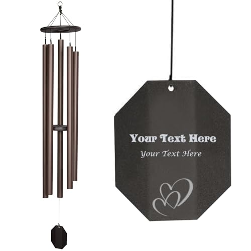 Lambright Chimes Court Haus 62" Tall, Terra Personalized Wind Chimes for Outside, Custom Windchimes, for Women, Anniversary, House Warming, Memory, Sympathy, Loss, Celebration