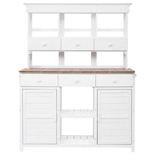 65.7'' H Tall Garden Potting Bench Table with Hutch, Patio Storage Workstation with 3 Shelves,6 Drawers,2 Bottom Cabinets & Side Hooks for Mudroom, Doorway (White)