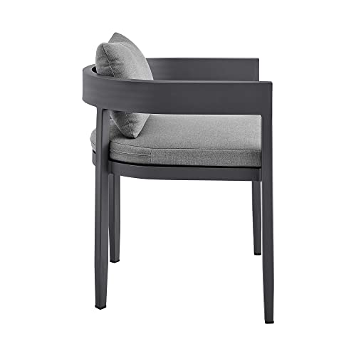 Armen Living Argiope Outdoor Patio Dining Chairs Set of 2 Dark Grey