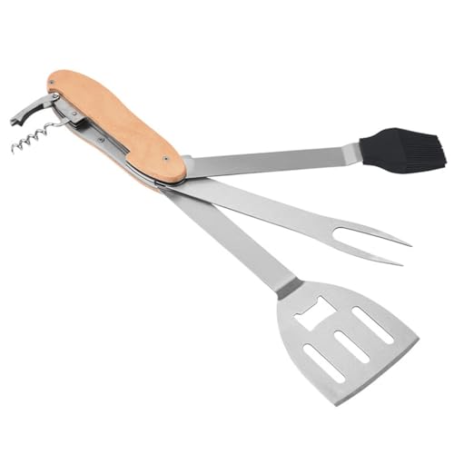 OEKFVCHVZ BBQ Stainless Steel Grill Fork Oil Brush Frying Shovel Combination