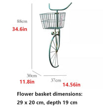 SPXTOM Hanging Bicycle Planter, Vintage Art Deco Wall Ornament, Flower Display Stand Cart, for Home Decor Patio Garden Flower Shop Indoor Outdoor(Green)