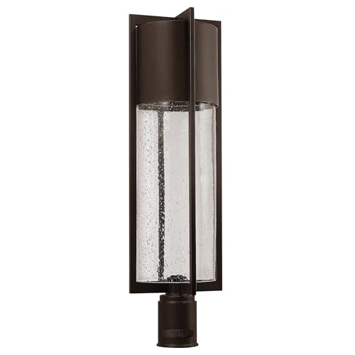 Hinkley Shelter Large Post Mount Lantern - LED Included, Aluminum, Clear Seedy Glass, Dark Sky Compliant, Pier Mount, Gate Column, Entry Post, Landscape Feature - Buckeye Bronze Finish
