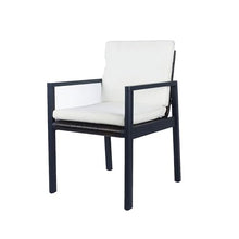Benzara Outdoor Dining Chair Set of 2 Cushioned Seat White and Black