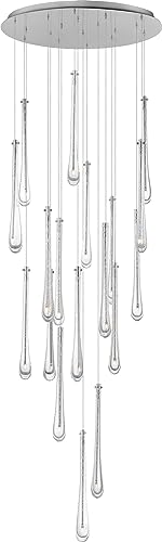 ET2 Lighting Stillo 18-Light Pendant | Satin Nickel Finish | Clear Crystal Glass Shade | Transitional Hanging Pendant Light for Kitchen Islands | Adjustable Cord Suspension | E24219-122SN