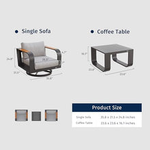 EAST OAK Signature 3-Piece Aluminum Patio Furniture Set Dark Grey