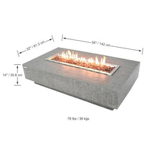 Elementi Hampton Natural Gas Fire Pit Table Cast Concrete 56 x 32-in
