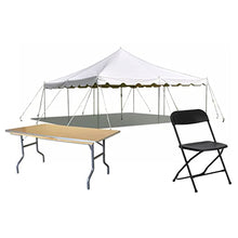 Party Tents Direct Backyard Party Pack 20x20 Ft Canopy Tent with 40 Chairs & 6 Tables White