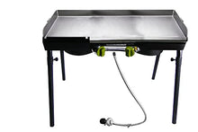 Bayou Classic Dual Patio Camp Stove w/Double Griddle Features Dual 6-in Cast Aluminum Burners 27-in Tall Cooker 13.5-in x 13.5-in Square Removable Griddle Perfect For Backyard Chefs Tailgates