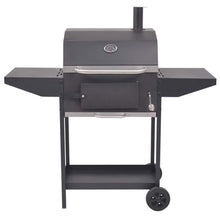 Charcoal Smoker Grill with Offset Firebox, Heavy Duty BBQ Barbecue Grill for Outdoor Cooking with Temperature Gauge, Ash Pan, and Side Shelves, Black
