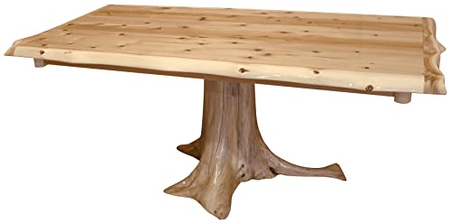 Furniture Barn USA- Rustic Log Tree Stump Table with Live Edge- White Cedar Log 42" x 72" Table