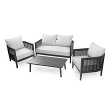 Merax 4-Piece Outdoor Acacia Wood Wicker Conversation Set Grey