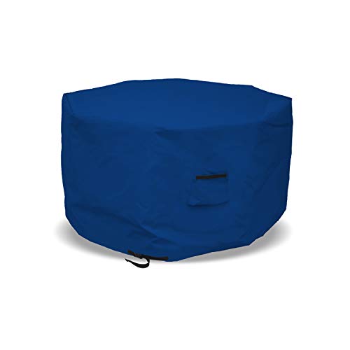Octagon Fire Pit Cover 18 Oz Waterproof - 100% Weather Resistant Outdoor Fire Pit Table Cover with Air Pocket & Drawstrap for Snug Fit (40" H x 65" D, Blue)