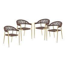 Furniture of America Clark Aluminum Patio Dining Chair Set of 4 Natural