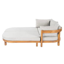 Christopher Knight Home Elly Acacia Wood Outdoor Daybed with Cover, Spacious Seating Lounge Sofa with Cushion, Tub-Shaped Back Daybed, Curved Armrest Chaise Lounge Outdoor, Teak+Light Grey+Grey