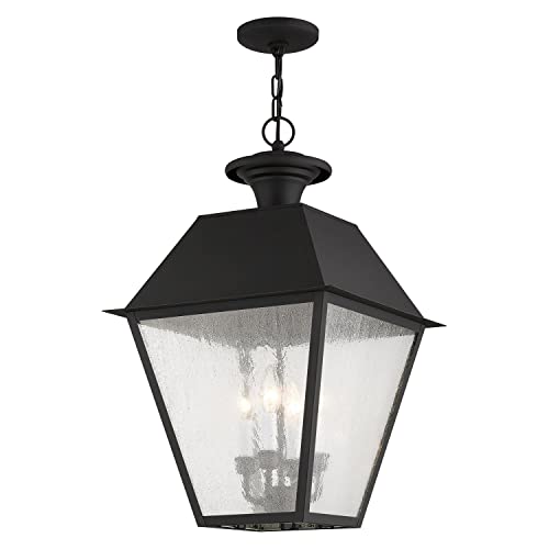 Livex Lighting 2174-04 Mansfield 4-Light Outdoor Hanging Lantern, Black
