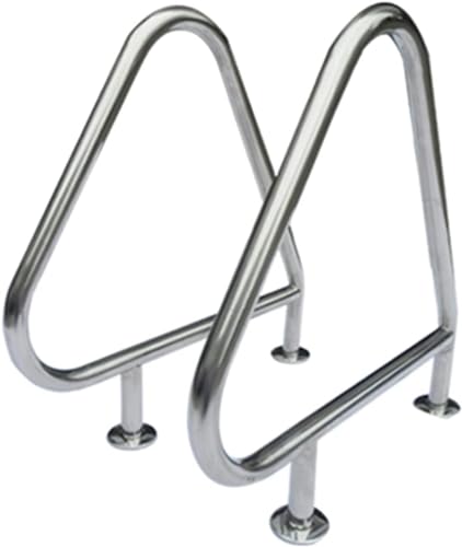 BSNANCA Swimming Pool handrails, 304 Stainless Steel Swimming Pool Handles, spa handrails, Slope buffers, no Embedded, 2PCS / Silver / 81×56×90cm