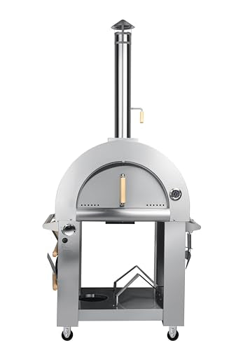 KoolMore 32 in. Outdoor Propane Gas and Wood fired Pizza Oven in Stainless-Steel