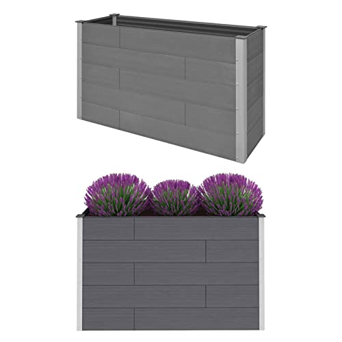 ZEYUAN Garden Raised Bed Planter Raised Beds Raised Planter Box Planters for Outdoor Plants Garden Beds WPC 59.1"x19.7"x35.8" Gray