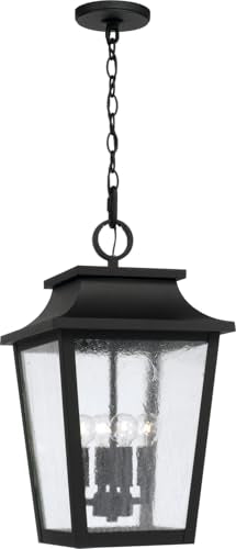 Capital Lighting 953344BK Chandler Transitional Antiqued Glass Outdoor Hanging Lantern, 4-Light 240 Total Watts, 21" H x 12" W, Black