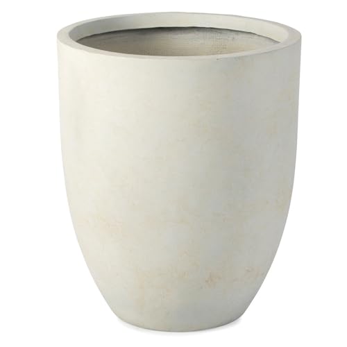 TITAN GREAT OUTDOORS Ash & Ember 22" Laurel Satin Ivory Planter, Lightweight Fiberstone Composite with Weather-Resistant Finish, Modern Planter Pot for Indoor and Outdoor Plants