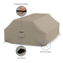 Covers & All Picnic Table Cover, 12 Oz Waterproof UV & Weather Resistant Protector, Outdoor Patio Table Bench Outside Furniture Cover with Air Vents & Drawstrings (98”L x 63”W x 37”H, Beige)