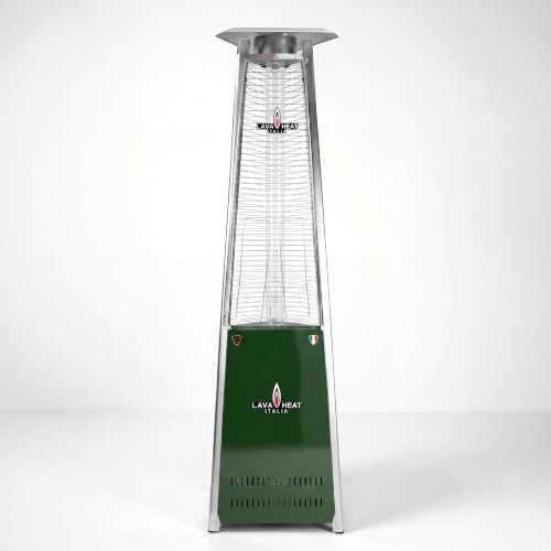 LAVA HEAT ITALIA LITE Amalfi Studio Collection Patio Heater by Lava Heat Italia, Liquid Propane Custom Powder-Coated Flame Tower in IFS-RAL 6032 Moss Green, Designer 92-Inch Italian Outdoor Heater