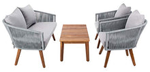 Safavieh Outdoor Velso Rope 4-Piece Patio Set with Cushions Grey/Grey