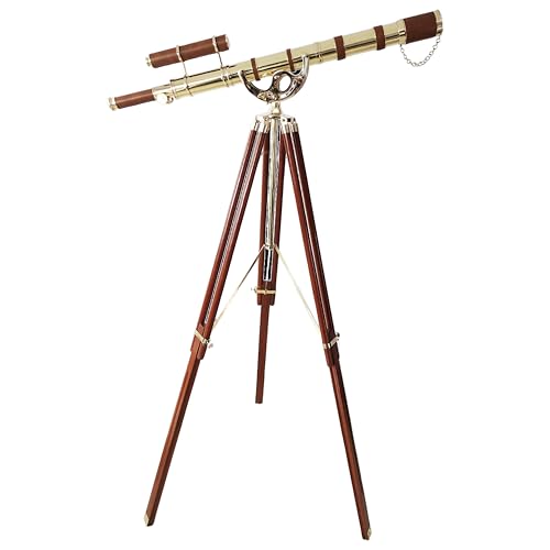 NAVIROCK Vintage Marine Brass Telescope Shiny Finish with Adjustable Tripod