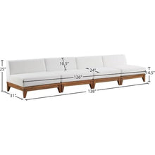 Meridian Furniture 389White-S138 Rio Collection Modern | Contemporary Outdoor Patio Off White Resilient Water Resisting Fabric Modular Sofa with Durable Acacia Wood Frame