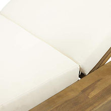 Great Deal Furniture Outdoor Acacia Wood Chaise Lounge Set of 4 Sandblast Teak Finish, Cream