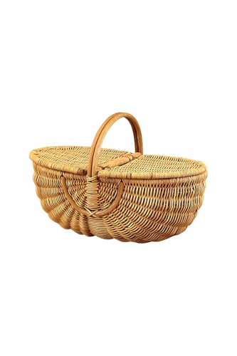 Bohemian Large Picnic Basket Brunch Basket Decorative Storage Basket, Scandinavian Modern Rattan - Rattan