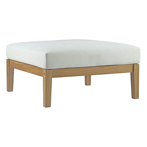Ergode Bayport Teak Outdoor Ottoman | Durable Solid Wood | Comfortable Seating | Weather Resistant | Relaxation in Any Outdoor Space