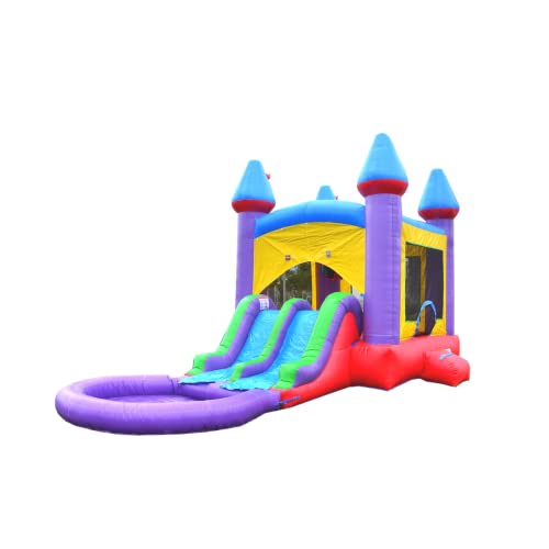 HERO KIDDO Jelly Bean Castle Bounce House Water Slide Combo with Blower - Multicolor