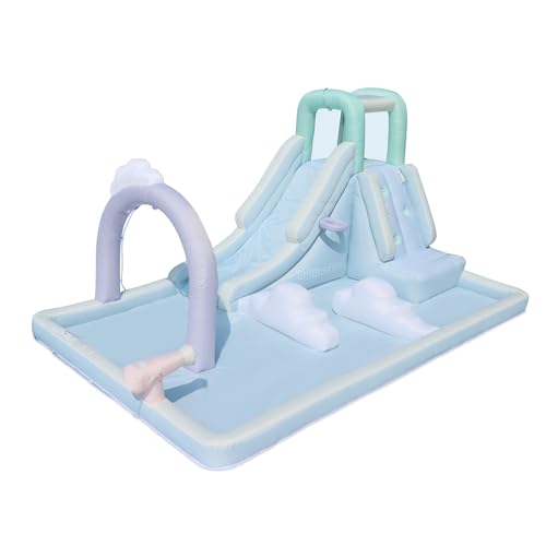Bounceland Splash N’ Dash Dream Water Slide, 14.4ft L x 9.1ft W x 6.8ft H inflated Size, Outdoor Fun w/Long Slide, Giant Splash Pool, Water Spray, Climbing Wall, Active Play for Kids