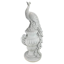 Design Toscano Staverden Castle Peacock on an Urn Garden Statue, 34 Inch Tall, Cast Stone Resin, Antique Stone Finish