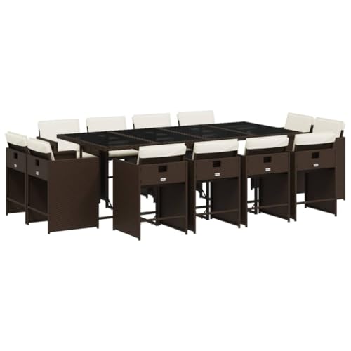 AMBERARD Patio Dining Set Set of 12 Brown Furniture Set