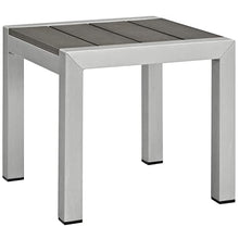 Modway Shore Aluminum and Rattan Outdoor Patio Lounge Chaise Set Silver Gray