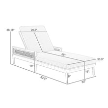 Benzara 83 Inch Outdoor Adjustable Chaise Lounger Aluminum Gray Woven Rope Grey