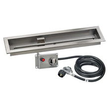 American Fire Products | 30" x 6" Linear Drop-In Fire Pit Pan with Electric Ignition System Kit, CSA | Stainless Steel, Use in Outdoor Fire Pit | For Natural Gas or Propane Fires